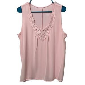 NY and Co NWT Women’s Pink Sleeveless Blouse Sz XL Lace Sheer Overlay